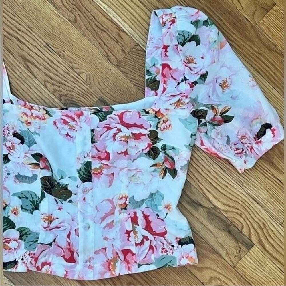 Favorite Daughter The One that Got Away Floral Cropped Puff Sleeve Blouse –S - Picture 5 of 9